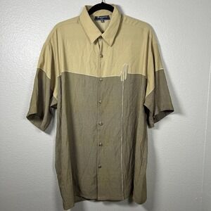 VTG Bassiri Uomo Tan Two Tone‎ Men's XL Short Sleeve Microfiber Shirt